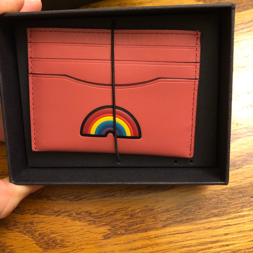 Coach Pink Rainbow Flat Card Case